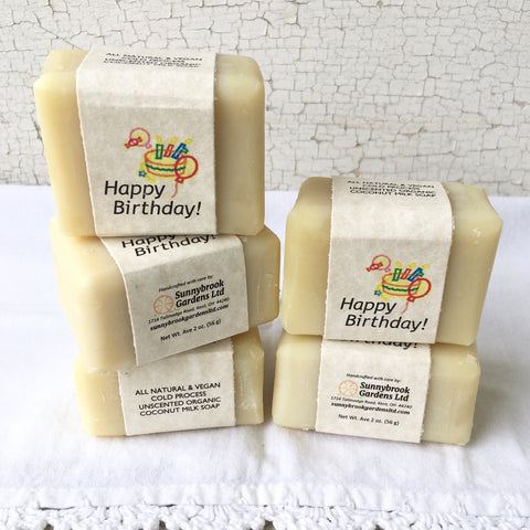 Happy Birthday Cold Process Unscented Organic Coconut Milk Soap Party Favor Guest Soap