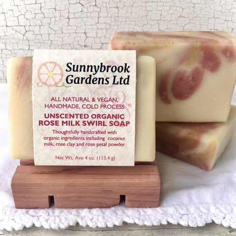 Cold Process Unscented Organic Rose Milk Swirl Soap