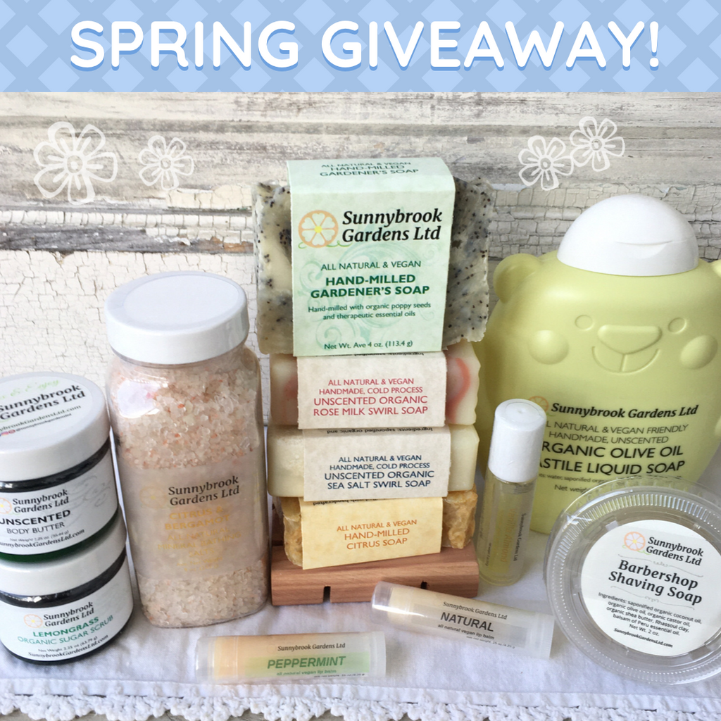 Spring Giveaway of our all natural, vegan friendly soaps and skincare!