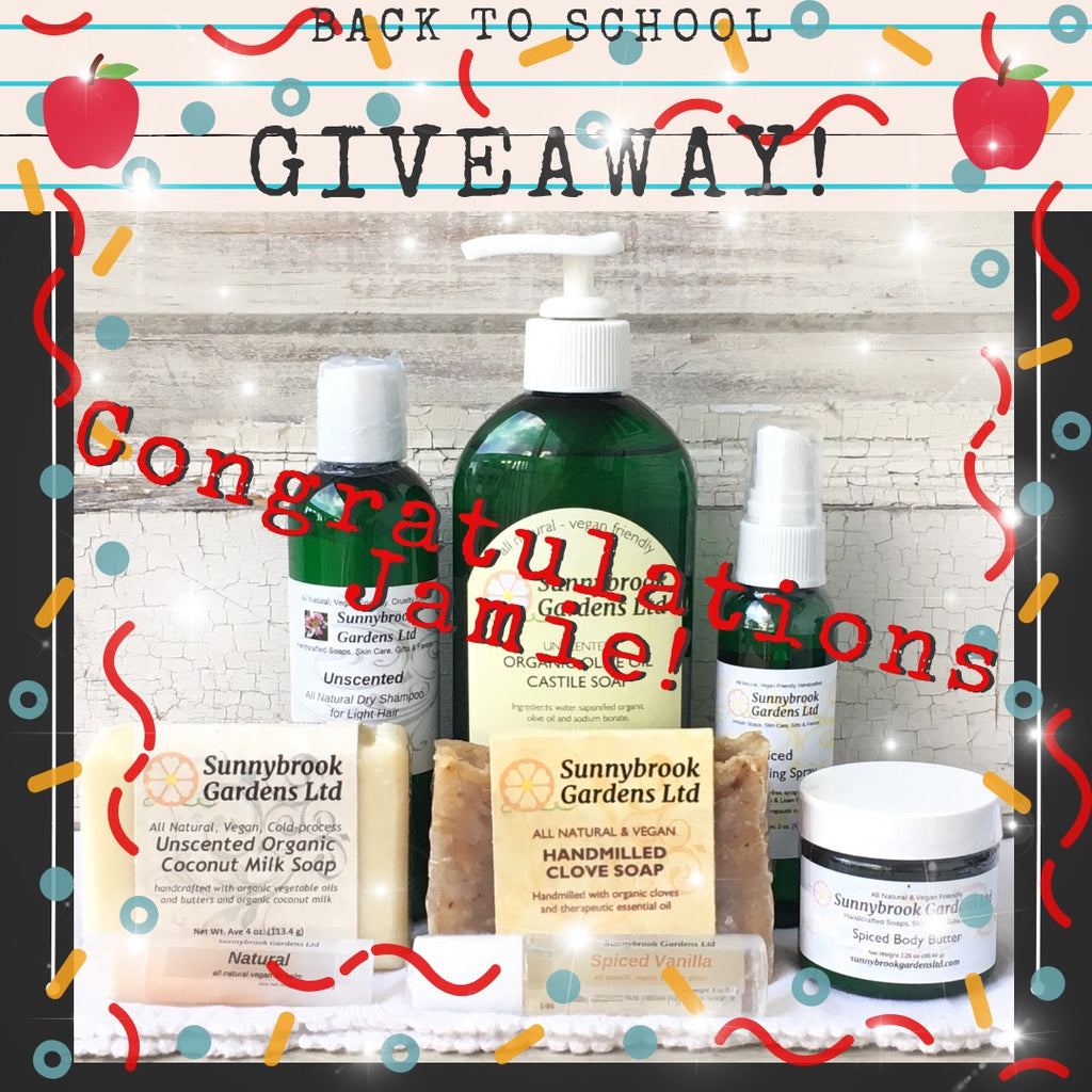 Back to School Giveaway! Enter to win our all natural and vegan friendly soaps and skincare to keep you clean and relaxed!