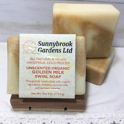 Unscented Golden Milk Swirl Cold Process Soap from SunnybrookGardensLtd.com