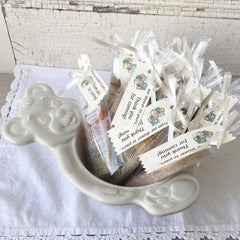 All Natural Mineral Bathing Salt Baby Shower Party Favors in bowl