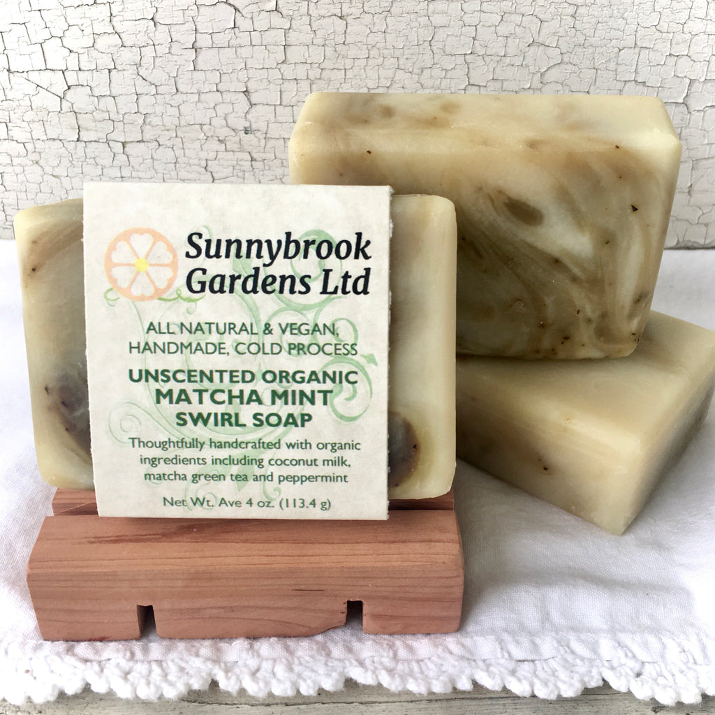 Cold Process Unscented Organic Matcha Mint Swirl Soap