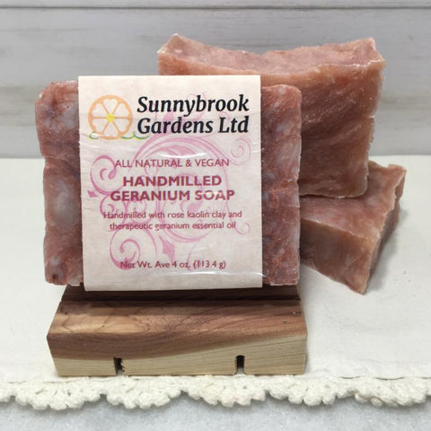 Enjoy our all natural, vegan friendly Hand-milled Geranium Soap