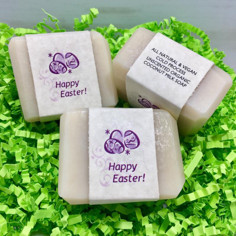 Enjoy our Happy Easter Unscented Cold Process Organic Coconut Milk Guest Soaps