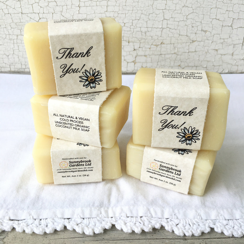 Thank You Cold Process Unscented Organic Coconut Milk Soap Party Favor Guest Soap