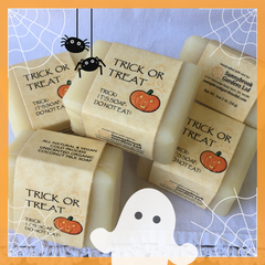 Enjoy our all natural, vegan friendly, Trick or Treat Halloween Unscented Organic Coconut Milk Guest Soaps