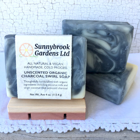 Cold Process Unscented Organic Charcoal Swirl Soap